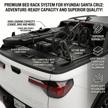 Toros Bed Rack for Hyundai Santa Cruz (2022-2026) - Compatible with Side Rails Silver - 0