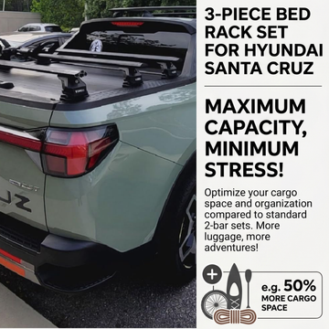 For Hyundai Santa Cruz Bed Rack Cross Bars Roof Rack 3qty, Black - 0
