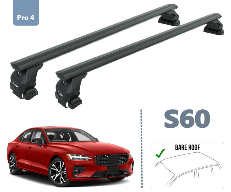 For Volvo S60 Sedan Roof Rack Cross Bar Normal Roof Alu Black 2019- Up