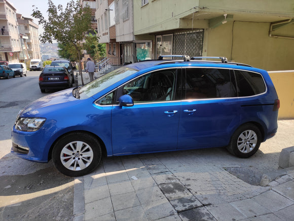 For Volkswagen Sharan 2015-2022 Roof Rack Cross Bar Raised Rail Alu Silver