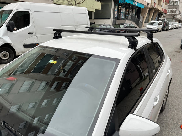 Für Volkswagen Polo 5D 2009-14 Dachträger Querträger Metallhalterung Normales Dach Alu Silber