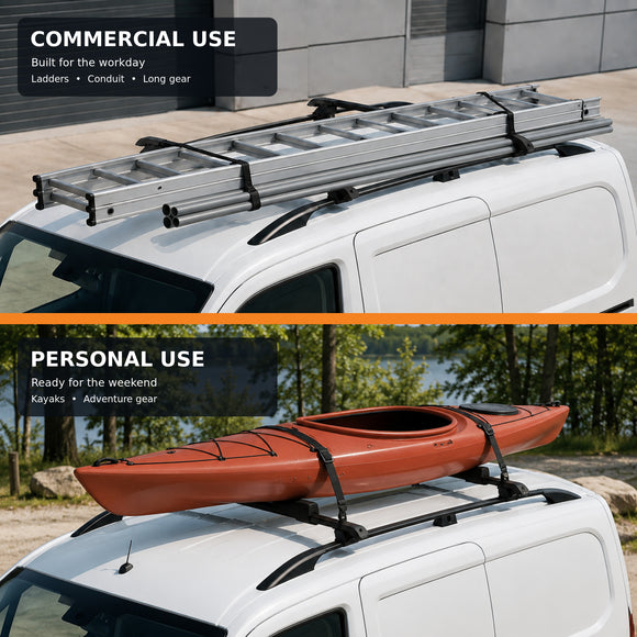 For Chevrolet City Express Roof Rails and Roof Rack Cross Bars Plus Silver Color