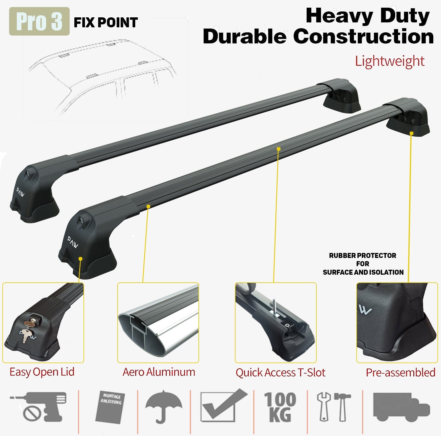 For Renault Clio 2005-2012 Roof Rack System Carrier Cross Bars Aluminum Lockable High Quality of Metal Bracket Black-2
