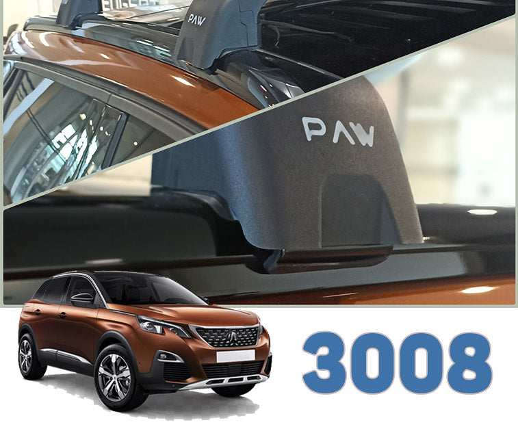 Peugeot 3008 2017-Up Roof Rack System Carrier Cross Bars Aluminum Lockable High Quality of Metal Bracket Black