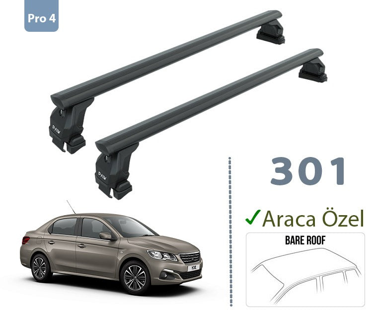 For Peugeot 301 2012-Up Roof Rack System Carrier Cross Bars Aluminum Lockable High Quality of Metal Bracket Black