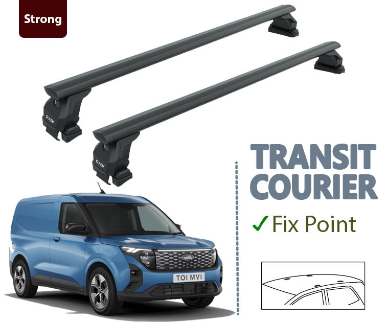 For Ford Transit Courier 2023-Up Roof Rack Cross Bars Fix Point Alu Black