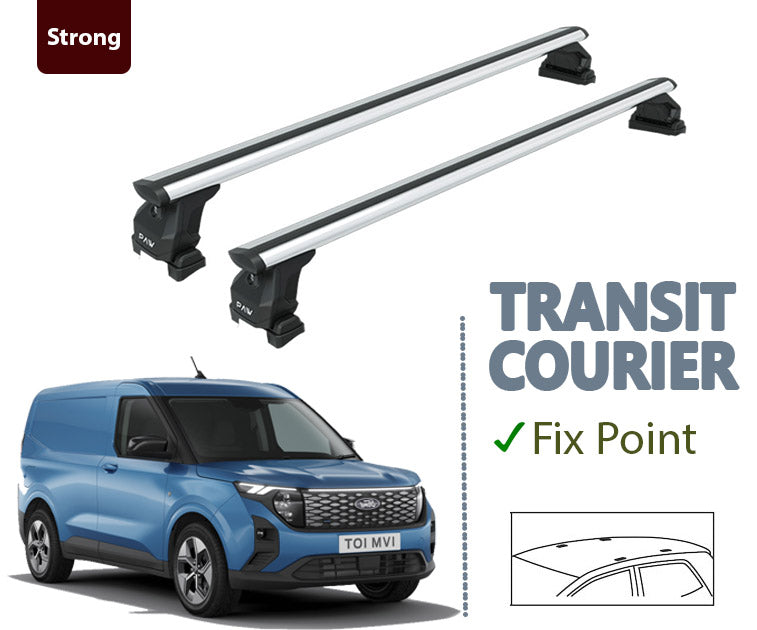 For Ford Transit Courier 2023-Up Roof Rack Cross Bars Fix Point Alu Silver