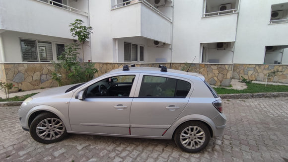 Für Opel &amp; Vauxhall Astra H 2004–2010, Dachträgersystem, Träger, Querträger, Aluminium, abschließbar, hochwertige Metallhalterung, silberfarben