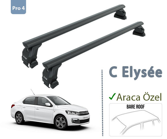 For Citroen C Elysee 2012-2025 Roof Rack System, Aluminium Cross Bar, Lockable, Black