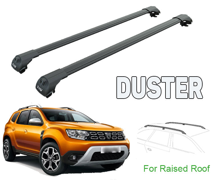 Für Dacia Duster 2018-Up Dachträgersystem, Aluminium-Querstange, Metallhalterung, abschließbar, Schwarz