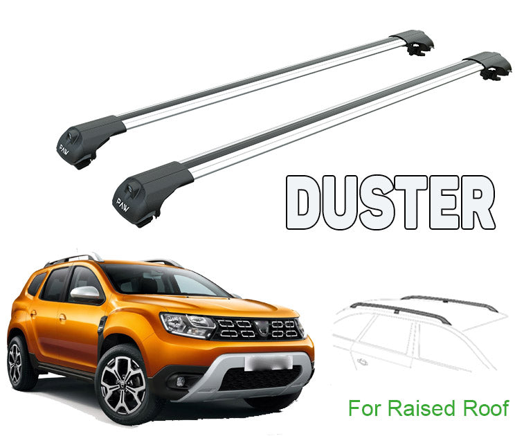Für Dacia Duster 2018-Up Dachträgersystem, Aluminium-Querstange, Metallhalterung, abschließbar, Silber