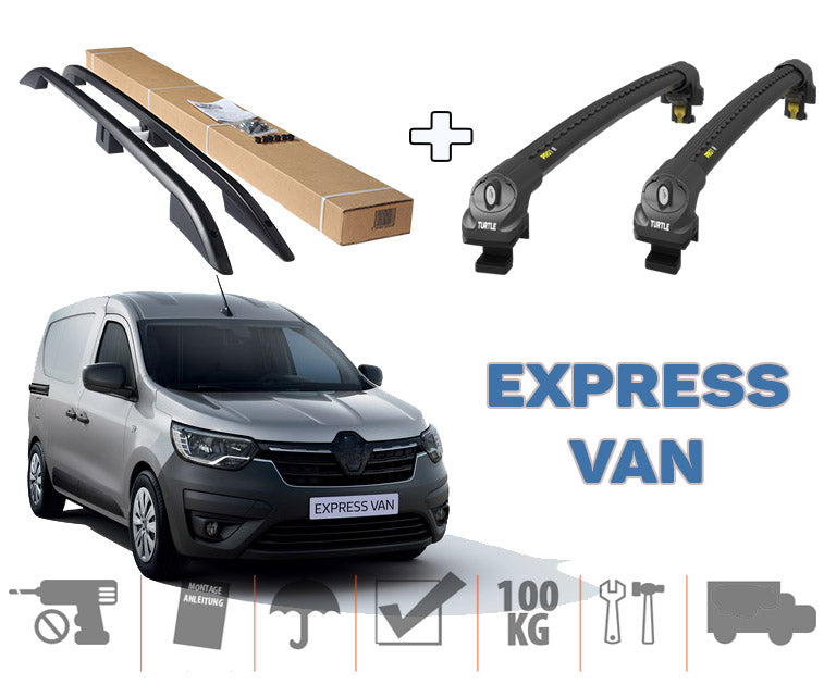 Für Renault Express Van ab 2021, Dachträgersystem, Träger, Querträger, Aluminium, abschließbar, hochwertige Metallhalterung, schwarz-1