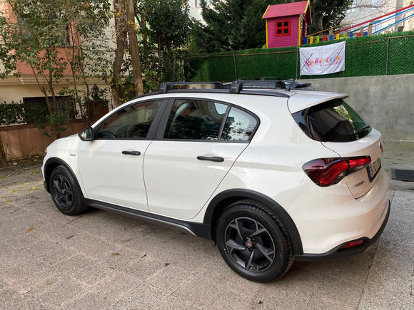 For Fiat Tipo 2015-2025 Roof Rack System, Aluminium Cross Bar, Lockable, Silver