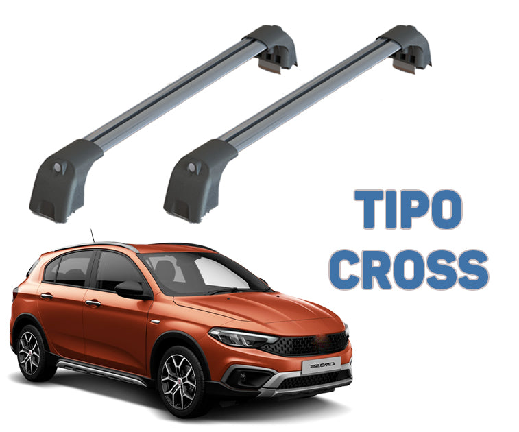For Fiat Egea & Tipo 2015-Up Roof Rack System, Aluminium Cross Bar, Metal Bracket, Lockable, Black
