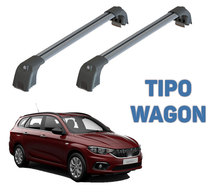 Für Fiat Egea &amp; Tipo Wagon ab 2015 Dachträgersystem, Aluminium-Querstange, Metallhalterung, abschließbar, Silber