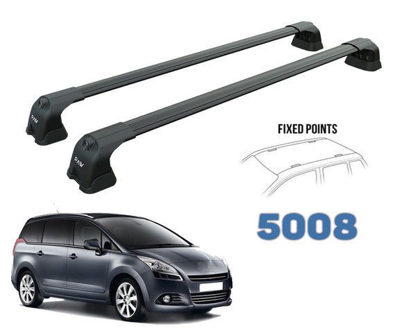 For Peugeot 5008 2010-2017 Aluminum Roof Rack System Carrier Cross Bars Black