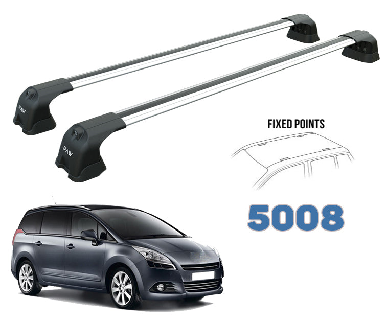 For Peugeot 5008 2010-2017 Roof Rack System Carrier Cross Bars Aluminum Lockable High Quality of Metal Bracket Silver-1