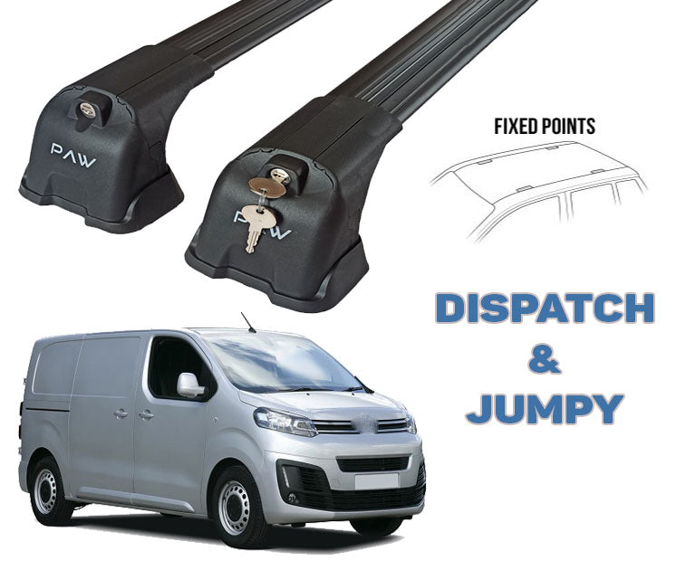 Für Citroen Jumpy Van ab 2016, 2 Dachträger + 2 Aluminium-Querstangen, Metallhalterung, abschließbar, schwarz