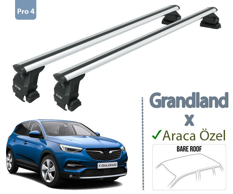 For Opel&Vauxhall Grandland X 2017-Up Roof Rack System Carrier Cross Bars Aluminum Lockable High Quality of Metal Bracket Silver
