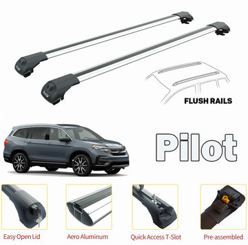 For Honda Pilot 2016-Up Roof Rack Cross Bars Metal Bracket Flush Rail Alu Silver - 0