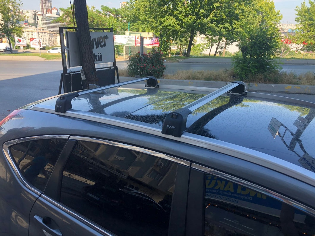 Roof Rack Side Rails + Cross Bars For 2012-2016 Honda CR-V – Gloss Black & Aluminum, 4-Piece Set