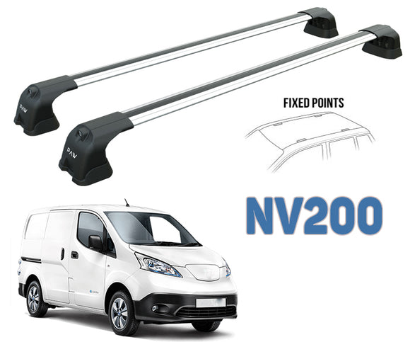 For Nissan NV200 2009-2021 2Qty Roof Rack Cross Bars Fix Point Alu Silver