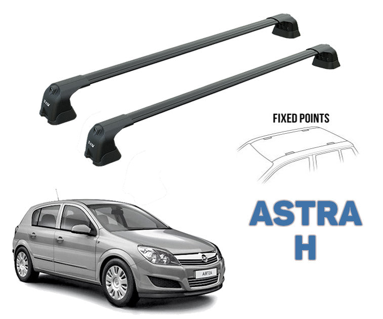 Für Opel &amp; Vauxhall Astra H 2004–2010, Dachträgersystem, Träger, Querträger, Aluminium, abschließbar, hochwertige Metallhalterung, schwarz