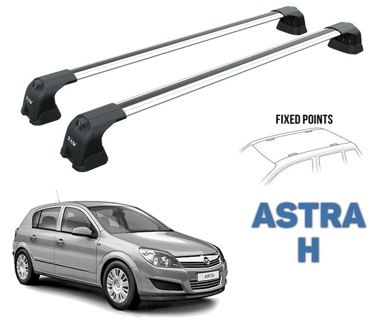 Für Opel &amp; Vauxhall Astra H 2004–2010, Dachträgersystem, Träger, Querträger, Aluminium, abschließbar, hochwertige Metallhalterung, silberfarben