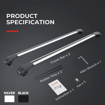 For Citroen C5 Aircross 2018-2025 Roof Rack Cross Bars Raised Rail Silver - 0