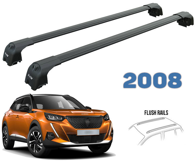 For Peugeot 2008 2020-Up Roof Rack System Carrier Cross Bars Aluminum Lockable High Quality of Metal Bracket Black-1