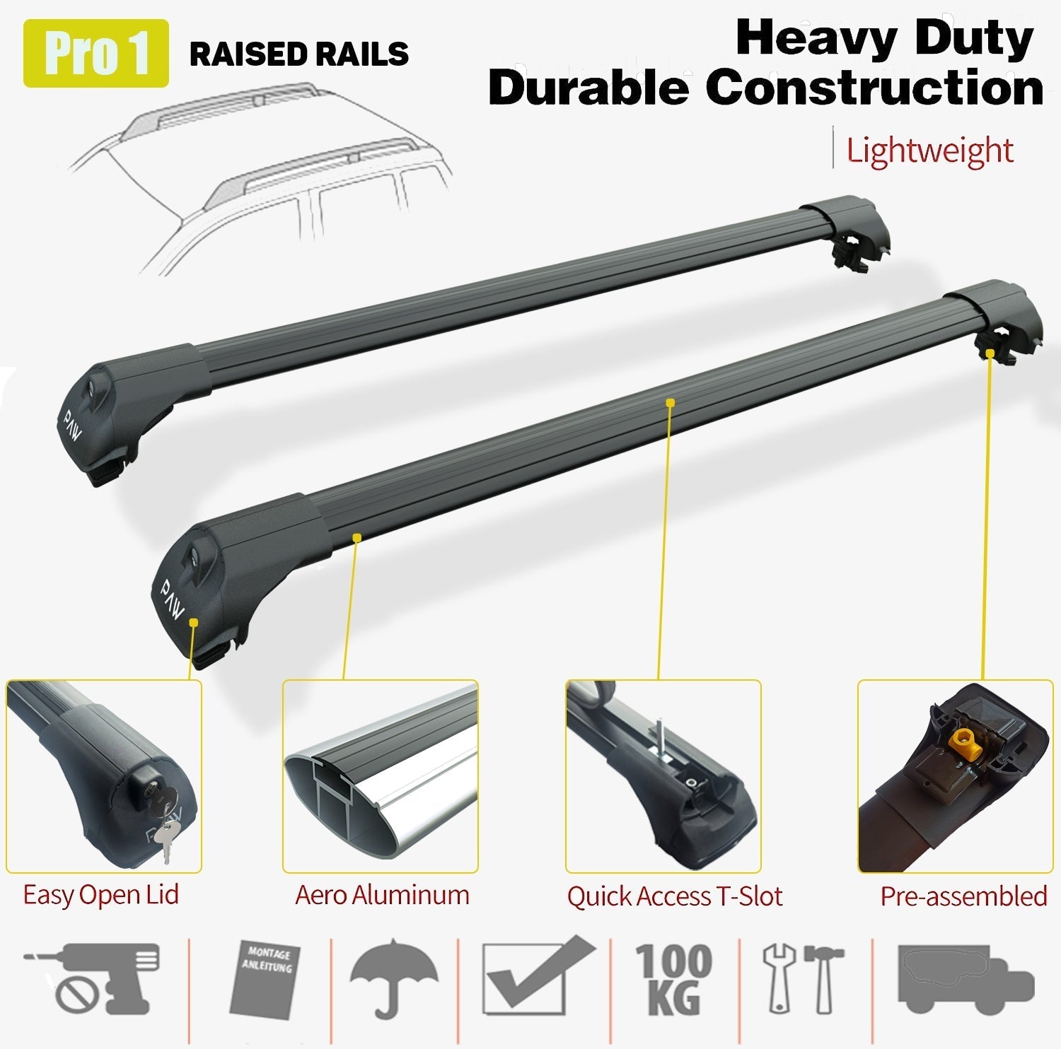 For Opel&Vauxhall Frontera 1992-1998 Roof Rack System Carrier Cross Bars Aluminum Lockable High Quality of Metal Bracket Black