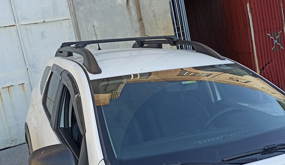 Für Dacia Duster 2010–2014 Dachträgersystem, Aluminium-Querstange, Metallhalterung, abschließbar, Silber