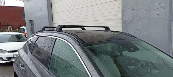 Für Hyundai Tucson 2021-Up Dachträgersystem, Aluminium-Querstange, Metallhalterung, abschließbar, Schwarz