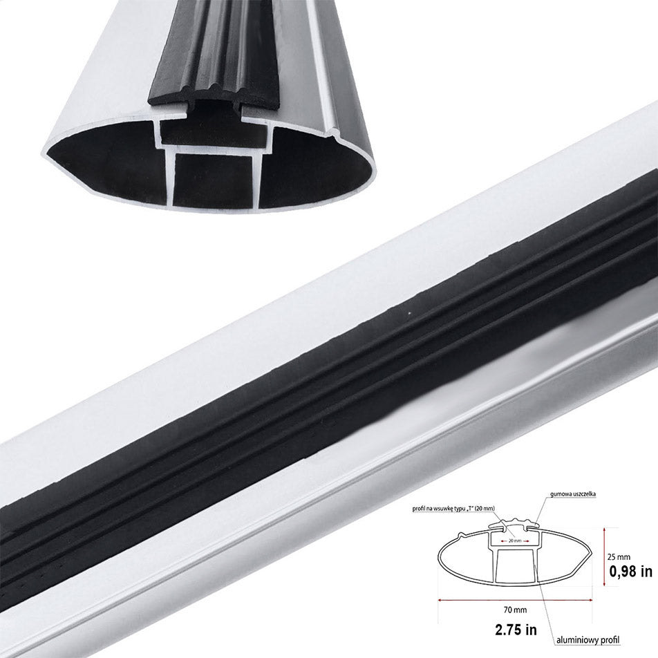 For Fiat Scudo & Ulysse 2022-Up Roof Rack System, Aluminium Cross Bar, Metal Bracket, Lockable, Silver
