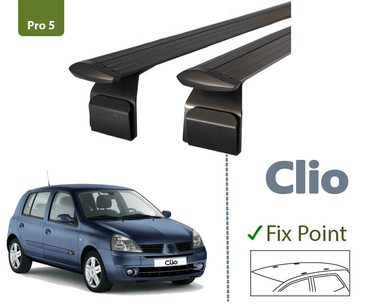For Renault Clio Hatcback 2005-2012 Roof Rack System Carrier Cross Bars Aluminum Lockable High Quality of Metal Bracket Black