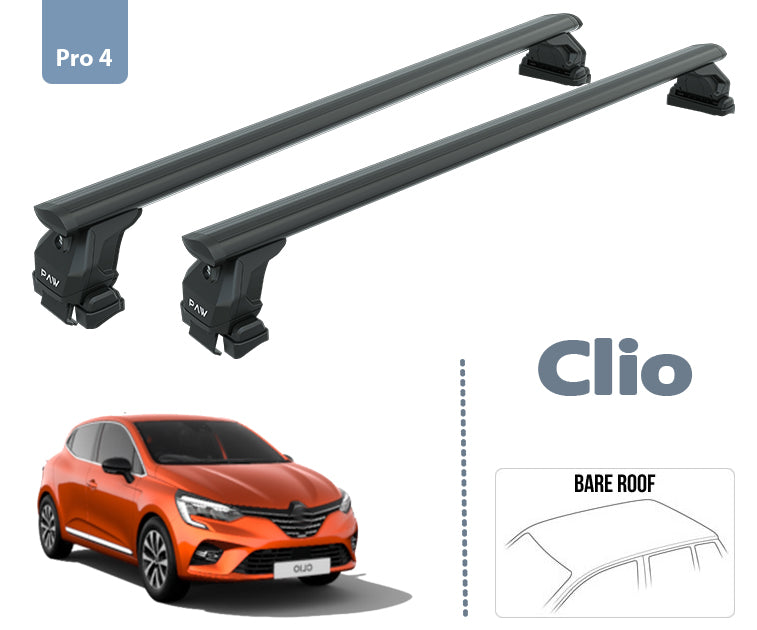 For Renault Clio 5 Roof Rack System Carrier Cross Bars Aluminum Lockable High Quality of Metal Bracket Black