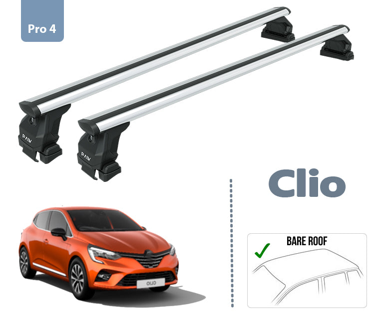 For Renault Clio 5 Roof Rack System Carrier Cross Bars Aluminum Lockable High Quality of Metal Bracket Silver