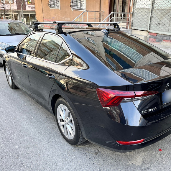 Für Skoda Octavia 2019-Up Dachträgersystem Träger Querstangen Aluminium abschließbar Hochwertige Metallhalterung Schwarz 