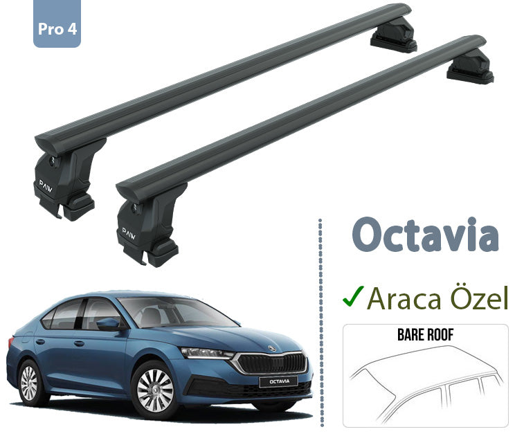 For Skoda Octavia 2019-Up Roof Rack System Carrier Cross Bars Aluminum Lockable High Quality of Metal Bracket Black