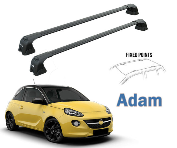 For Opel&Vauxhall Adam 2013-Up Roof Rack System Carrier Cross Bars Aluminum Black